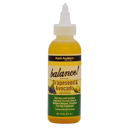 Aunt Jackie's Balance Grapeseed Avocado Hair Cream Hair Care Formula 4 Oz