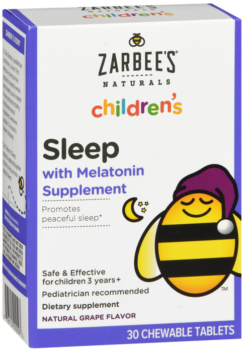 Zarbee'S Naturals Children'S Sleep With Melatonin Chewable Tablets Natural Grape 30 Ea