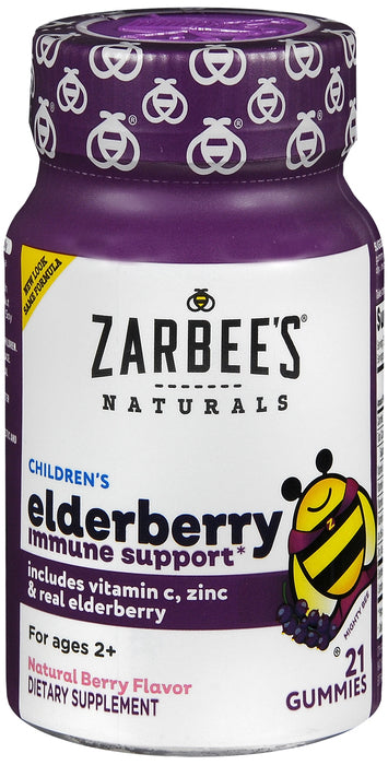 Zarbee'S Children'S Daily Immune Support With Real Elderberry Gummies Natural Berry 21 Ea