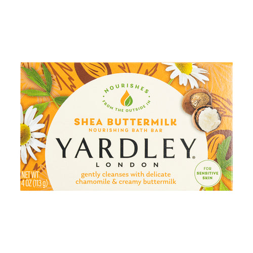 Yardley London Moisturizing Bath Bar Sensitive Skin Shea Buttermilk 4 Oz