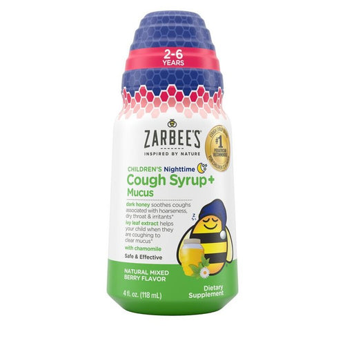 Zarbee'S Children'S Cough Syrup + Mucus Nighttime Natural Mixed Berry 4 Oz