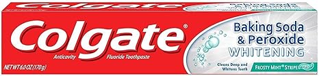 Colgate Baking Soda & Peroxide Whitening Anticavity Fluoride Toothpaste Frosty Mint Stripe Gel 6 Oz