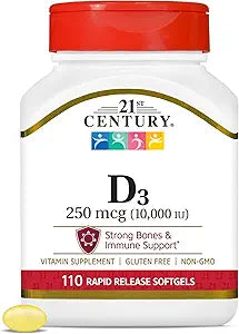 21st Century D3 250 mcg (10,000 IU) Rapid Release Softgels 110 EA