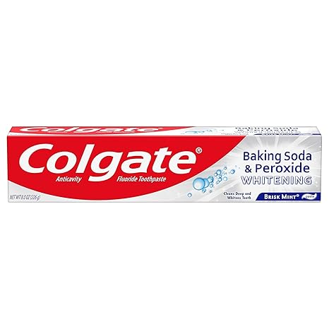 Colgate Baking Soda & Peroxide Whitening Anticavity Fluoride Toothpaste Brisk Mint 8 Oz