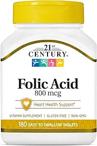 21st Century Folic Acid 800 mcg Tablets 180 EA