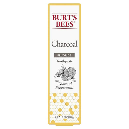 Burt's Bees Charcoal + Whitening Fluoride Toothpaste Mountain Mint 4.7 OZ