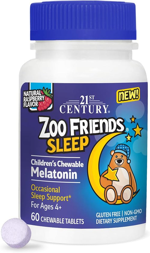 21St Century Zoo Friends Sleep Chewable Tablets Raspberry 60 Ea