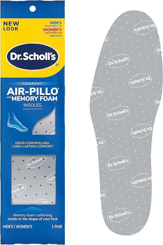 Dr. Scholl'S Air-Pillo With Memory Foam Insoles Men'S Sizes 7-13 Women'S Sizes 5-10 1 Pr