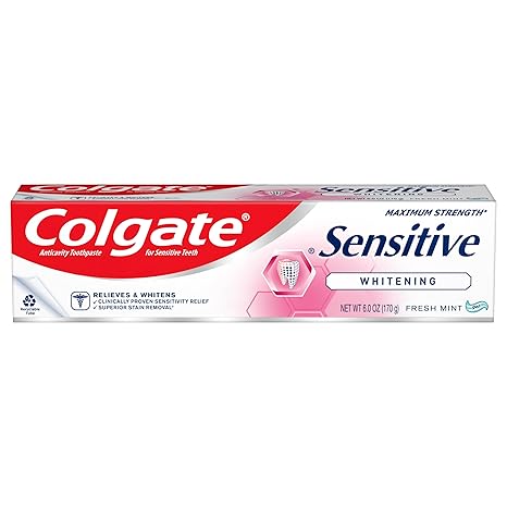 Colgate Sensitive Anticavity Toothpaste Whitening Fresh Mint Gel Maximum Strength 6 Oz