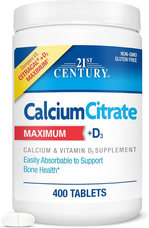 21St Century Calcium Citrate Maximum + D3 Tablets 400 Ea