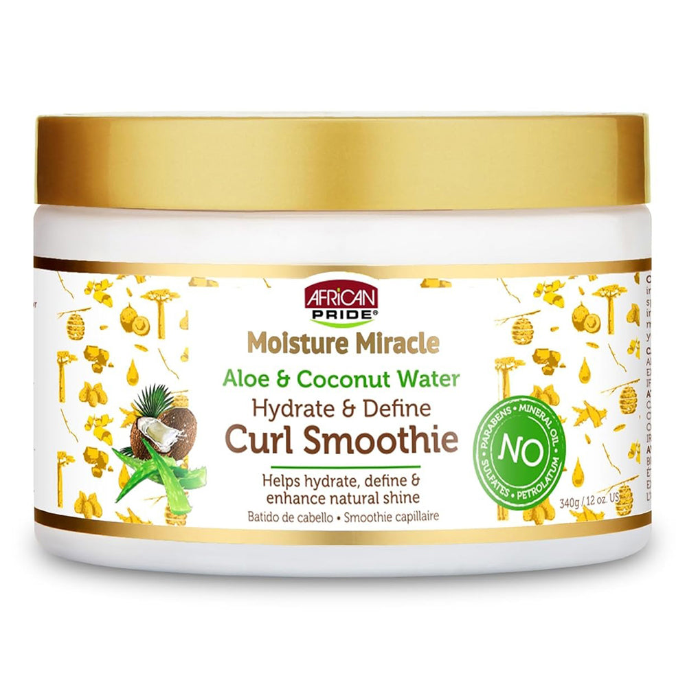 African Pride Moisture Miracle Aloe Coconut Smoothie Hair Care Formula 12 Oz