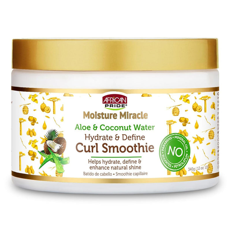 African Pride Moisture Miracle Aloe Coconut Smoothie Hair Care Formula 12 Oz