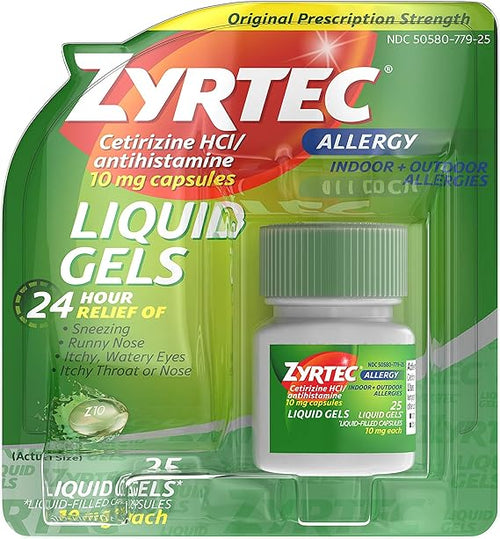 Zyrtec Allergy Cetirizine Hci 10 Mg 24 Hour Liquid Gels 25 Ea