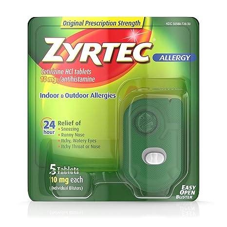 Zyrtec Allergy Cetirizine Hci 10 Mg 24 Hour Go Packs Tablets 5 Ea