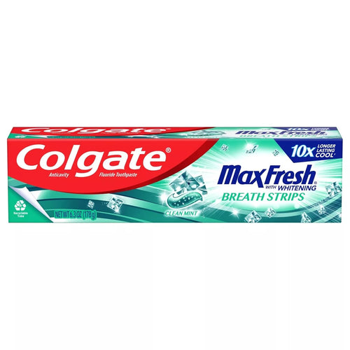 Colgate Maxfresh With Whitening Breath Strips Anticavity Fluoride Toothpaste Clean Mint 6.3 Oz